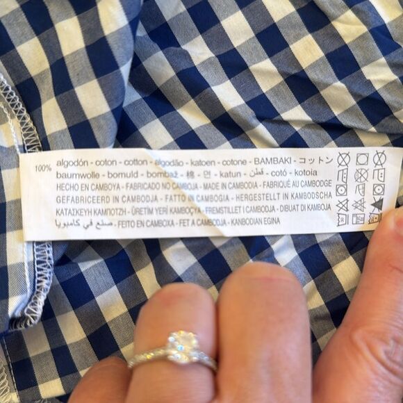 Zara-Disney Junior Girls Size 11/12 Blue/White Checkered Button-Up Tie-Up Shirt - Picture 8 of 8